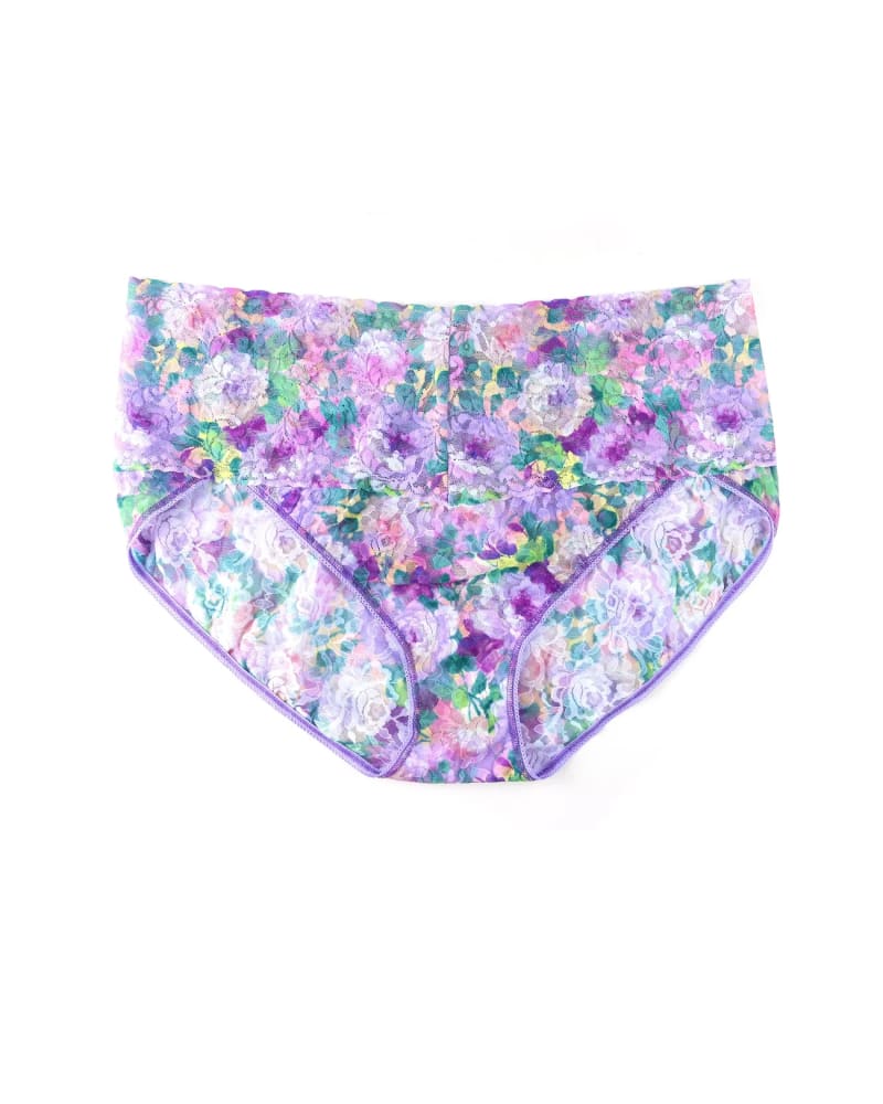 Front of a size 3X PLUS SIZE RETRO V-KINI in BIPT-BATHE IN PETALS by Hanky Panky. | dia_product_style_image_id:272443